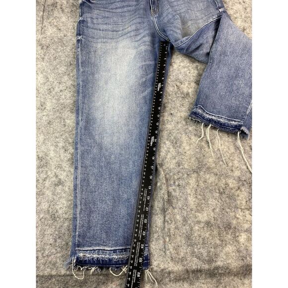 KanCan Mid‎ Rise Raw Hem Jeans Womens Size 32 Medium Wash - Picture 12 of 13